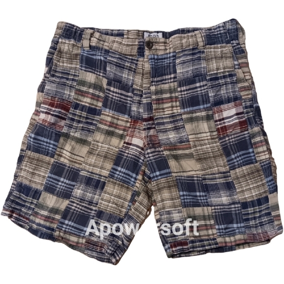 Izod patchwork plaid shorts men's size 36 blue rust tan white black - Picture 1 of 6